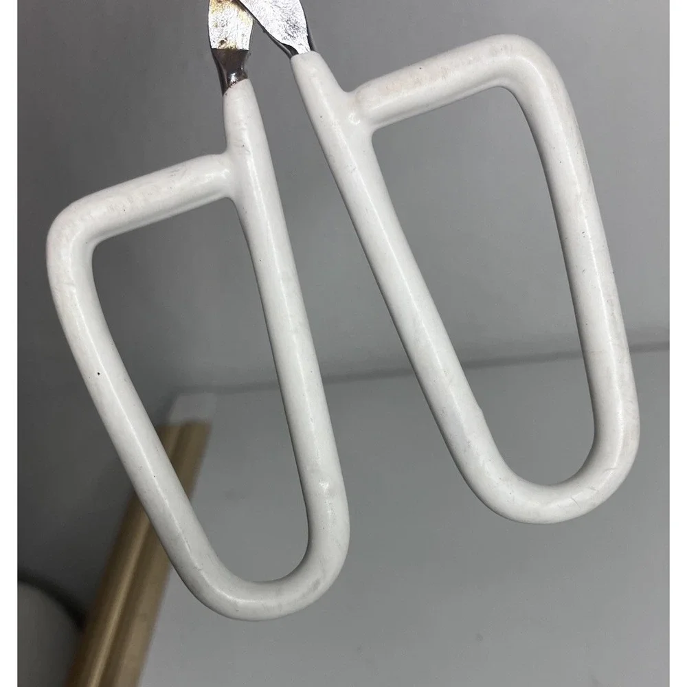 Vintage Ekco Scissor Tongs White Vinyl Coated Handles Chrome Plated Serving Tool